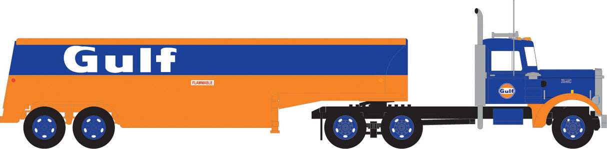 Trainworx Peterbilt 350 Tractor w/32' Tank Trailer - Assembled -- GULF - 744-55016