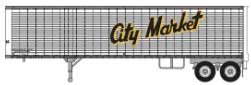 Trainworx 40' Corrugated Van Trailer - Assembled -- City Market No. 1 (silver, black, yellow) - 744-8025701