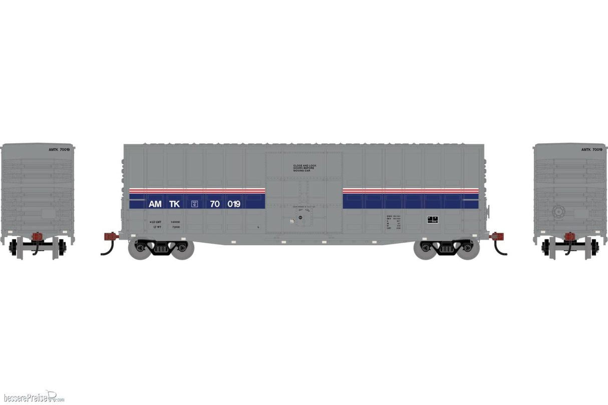 Roundhouse HO 50' Waffle High Cube Box Car, Amtrak (AMT) Phase IV #70019
