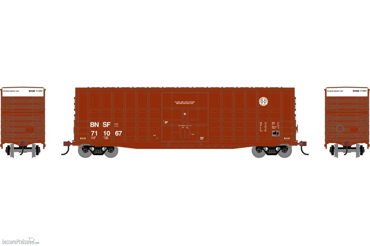 Roundhouse HO 50' Waffle High Cube Box Car, BNSF Railway #711067