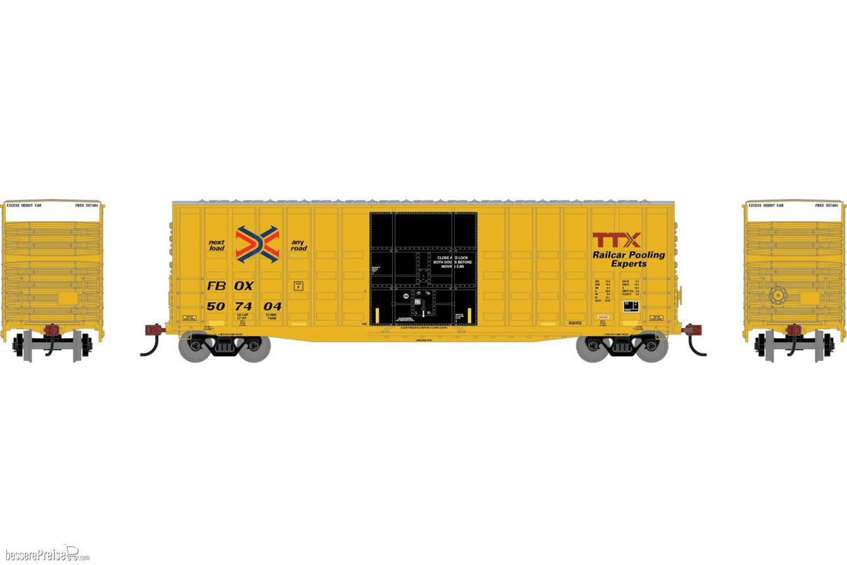 Roundhouse HO 50' Waffle High Cube Box Car, Railbox (FBOX) #507404