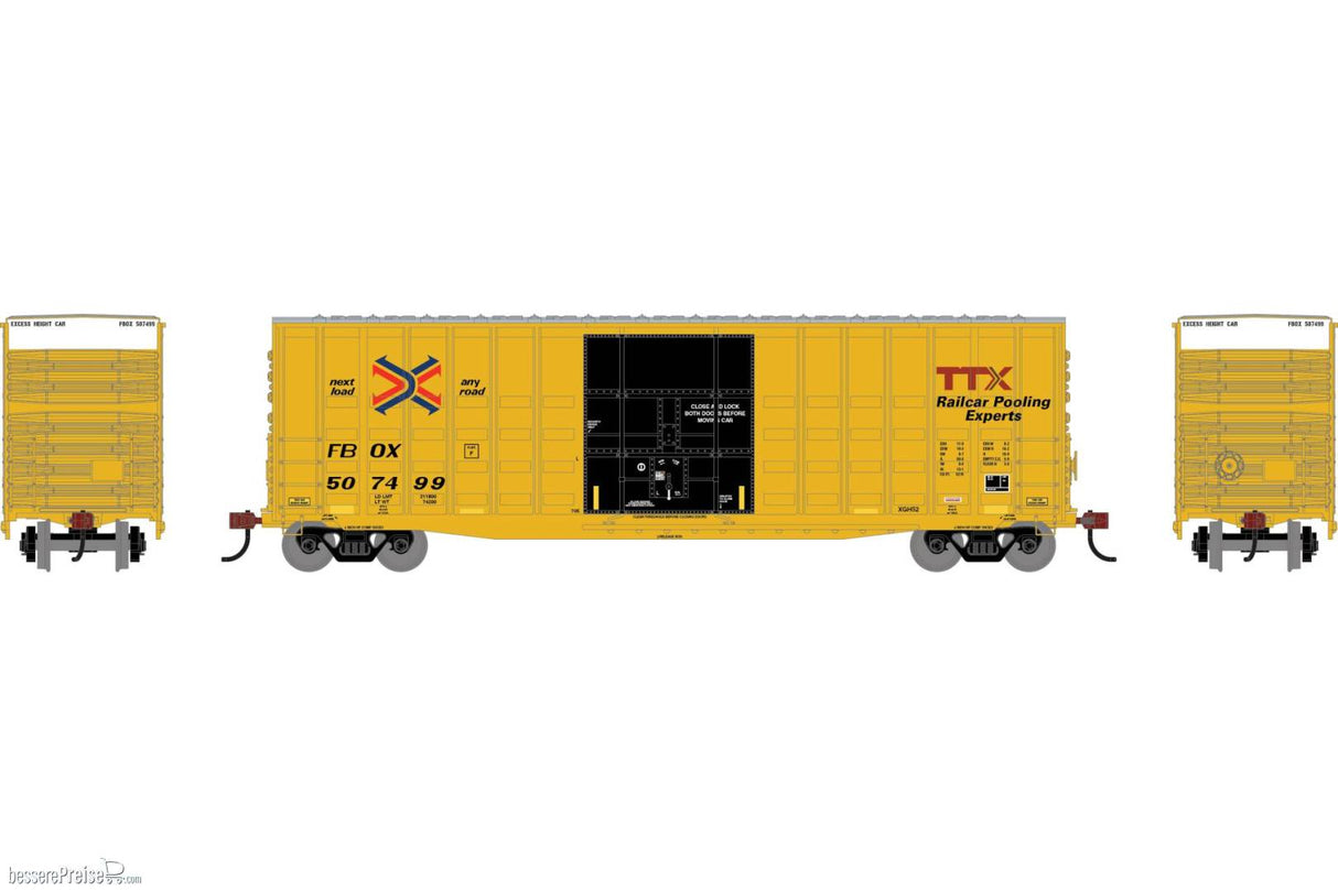 Roundhouse HO 50' Waffle High Cube Box Car, Railbox (FBOX) #507499