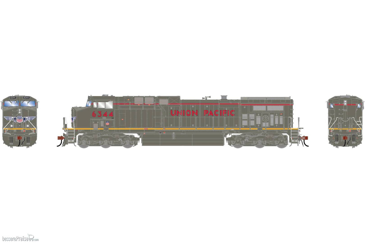Athearn Genesis HO AC4400CW Locomotive, Union Pacific (UP) 'Grey Ghost' #6344