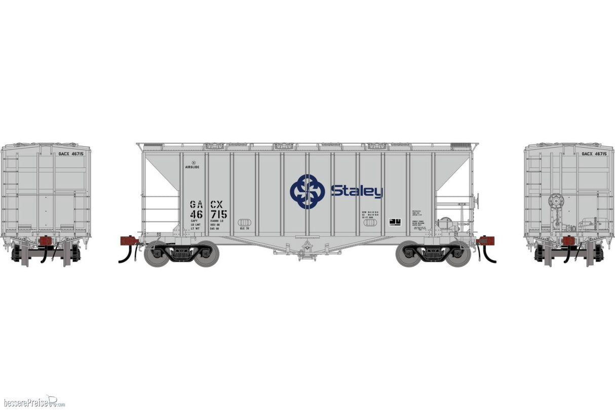 Athearn Genesis HO GATC 2600 Airslide Covered Hopper- Late, GACX 'Staley' #46715