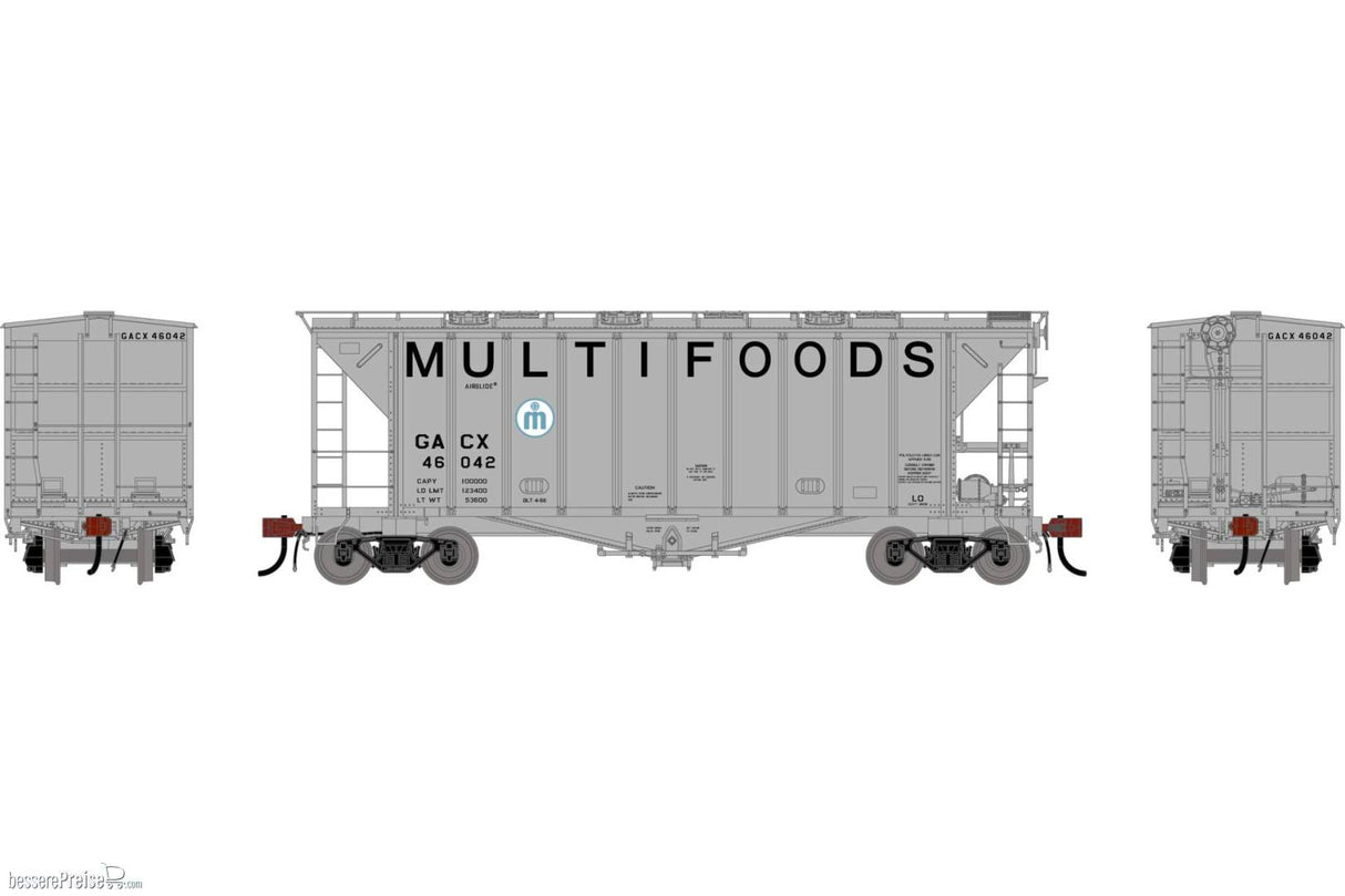 Athearn Genesis HO GATC 2600 Airslide Covered Hopper- Intermediate, GACX 'Multifoods' #46042