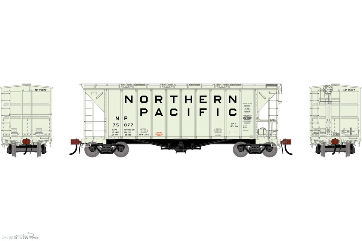 Athearn Genesis HO GATC 2600 Airslide Covered Hopper- Intermediate, Northern Pacific (NP) #75877