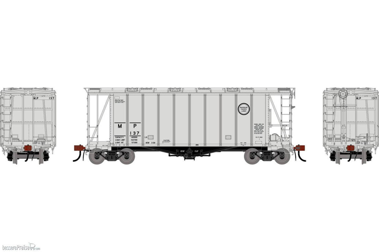 Athearn Genesis HO GATC 2600 Airslide Covered Hopper- Early, Missouri Pacific (MP) #137