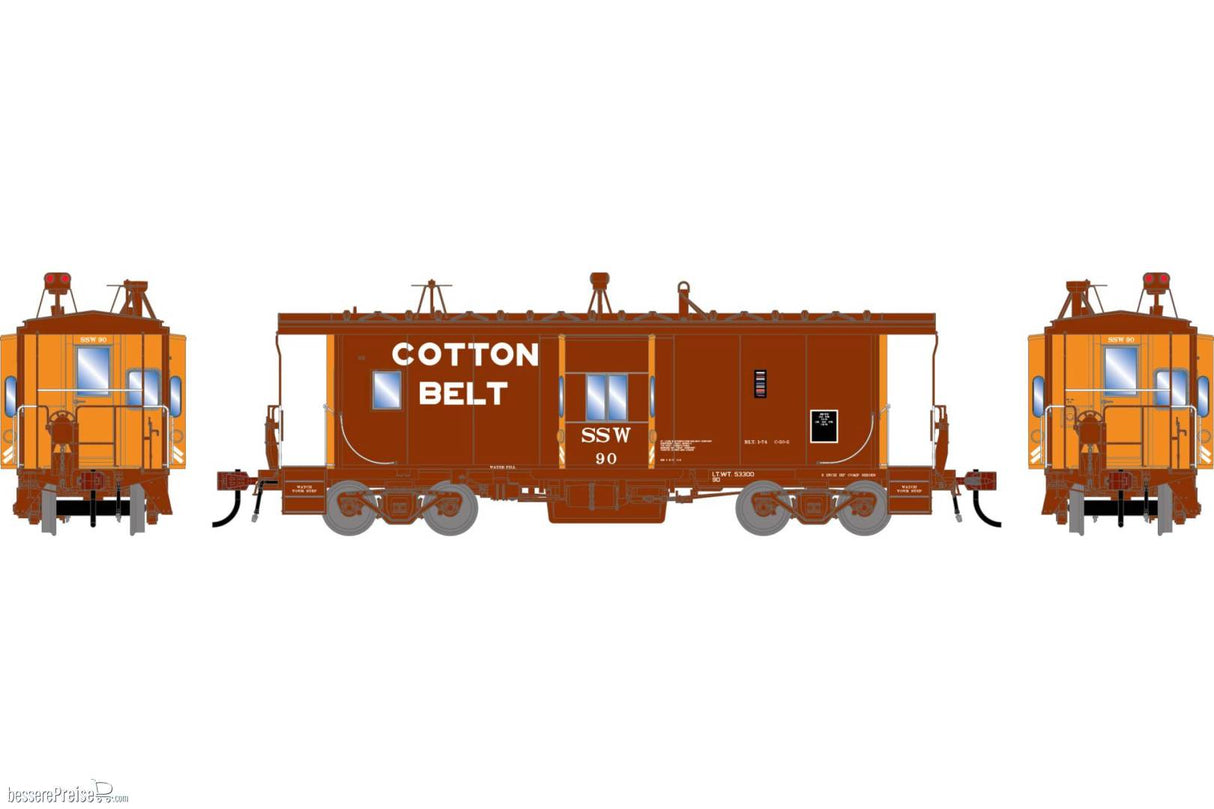 Athearn Genesis HO ICC Bay Window Caboose w/Lights, Early Cotton Belt (SSW) #90