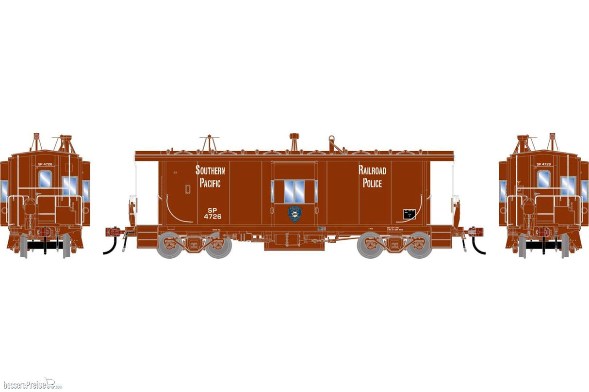 Athearn Genesis HO ICC Bay Window Caboose w/Lights, Southern Pacific (SP) Police #4726