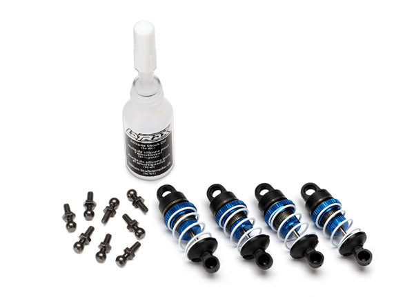 Traxxas 7560X Shocks, aluminum (blue-anodized) (assembled with Springs) (4) - TRA7560X