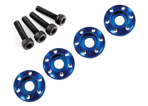 Traxxas 7668 Wheel nut washer, machined aluminum, - Blue / 3x12mm CS (4) - TRA7668