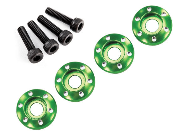 Traxxas 7668G Wheel nut washer, machined aluminum, Green / 3x12mm CS (4) - TRA7668G