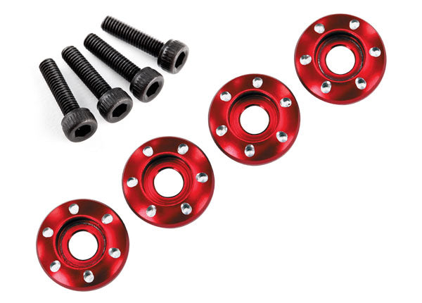 Traxxas 7668R Wheel nut washer, machined aluminum, - Red / 3x12mm CS (4) - TRA7668R