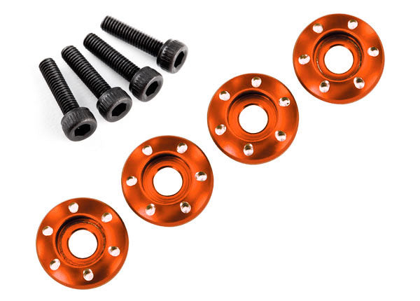 Traxxas 7668X Wheel nut washer, machined aluminum, orange / 3x12mm CS (4) - TRA7668X