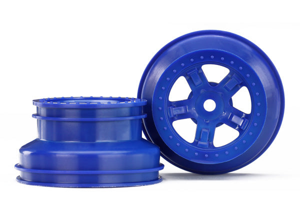 Traxxas 7673 Wheels, SCT - Blue, beadlock style, dual profile (1.8' inner, 1.4' outer) (2) - TRA7673