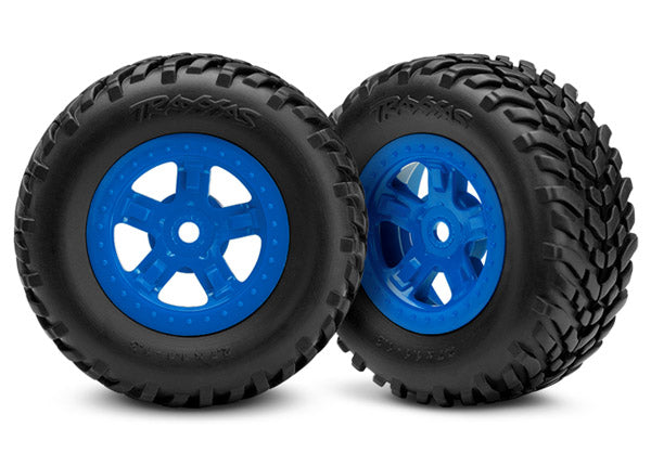 Traxxas 7674 Tires and Wheels, assembled, glued (SCT - Blue Wheels, SCT off-road racing Tires) (1 each, right & left) - TRA7674