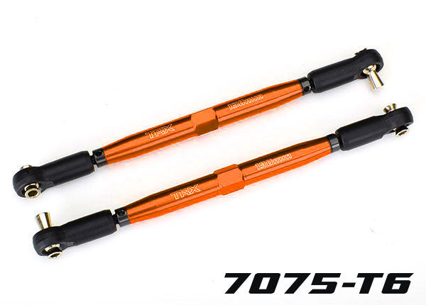 Traxxas 7748-ORNG Toe links, X-Maxx (TUBES orange-anodized, 7075-T6 aluminum, stronger than titanium) (157mm) (2)/ rod ends, assembled with steel hollow balls (4)/ aluminum wrench, 10mm (1)