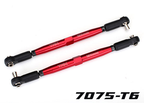 Traxxas 7748R Toe links, X-Maxx (TUBES - Red-anodized, 7075-T6 aluminum, stronger than titanium) (157mm) (2)/ rod ends, assembled with steel hollow balls (4)/ aluminum wrench, 10mm (1) - TRA7748R