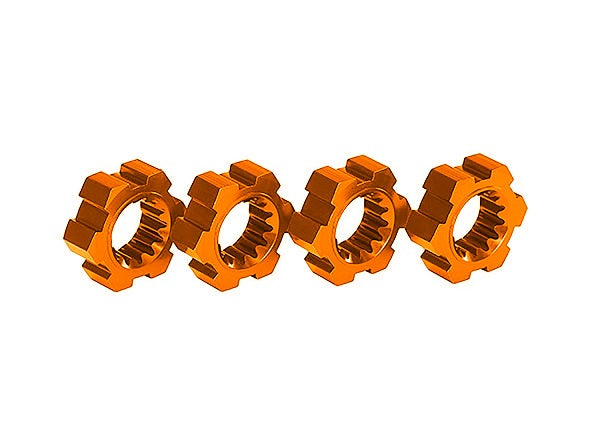 Traxxas 7756-ORNG Wheel hubs, Hex, aluminum (orange-anodized) (4)