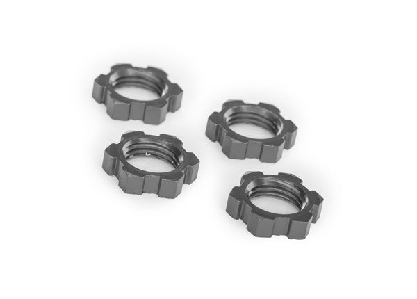 Traxxas 7758-GRAY Wheel nuts, splined, 17mm, serRated (gray-anodized) (4)