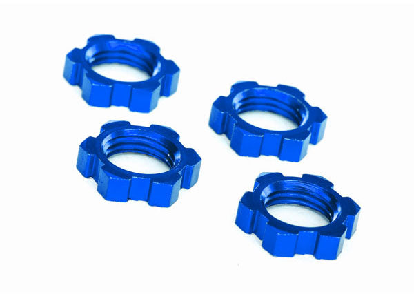 Traxxas 7758 Wheel nuts, splined, 17mm, serRated (blue-anodized) (4) - TRA7758