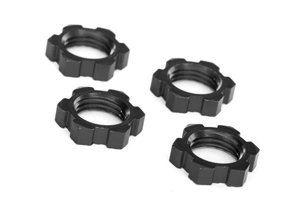 Traxxas 7758A Wheel nuts, splined, 17mm, serRated (black-anodized) (4) - TRA7758A