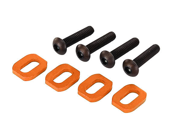 Traxxas 7759-ORNG Washers, Motor Mount, aluminum (orange-anodized) (4)/ 4x18mm BCS (4)