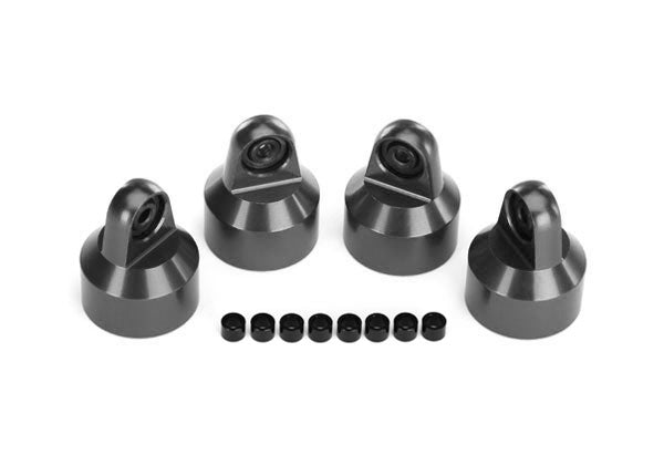 Traxxas 7764-GRAY Shock caps, aluminum (gray-anodized), GTX shocks (4)/ spacers (8)