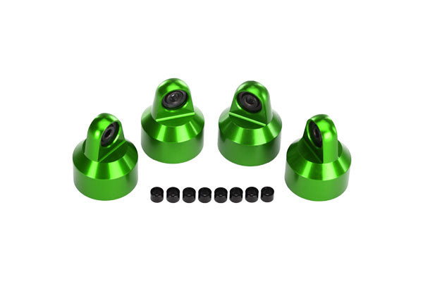 Traxxas 7764G Shock caps, aluminum (green-anodized), GTX shocks (4)/ spacers (8) - TRA7764G