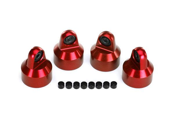 Traxxas 7764R Shock caps, aluminum (red-anodized), GTX shocks (4)/ spacers (8) - TRA7764R
