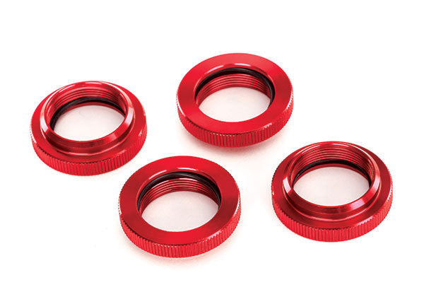 Traxxas 7767R Spring retainer (adjuster), - Red-anodized aluminum, GTX shocks (4) (assembled with o-ring) - TRA7767R