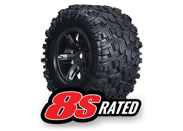 Traxxas 7772X Tires & Wheels , assembled , glued (X-Maxx‚‚ black Wheels , Maxx‚‚ AT Tires , foam Inserts) (left & right) (2) - TRA7772X