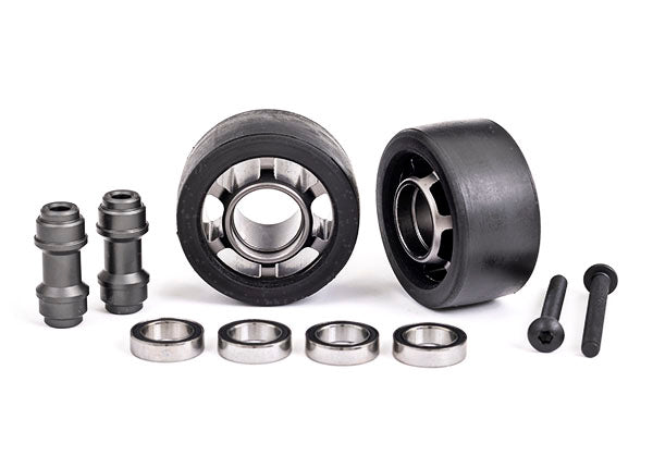 Traxxas 7775A Wheels, Wheelie bar, 6061-T6 aluminum (dark titanium-anodized) (2)/ axle, Wheelie bar, 6061-T6 aluminum (2)/ 10x15x4 ball bearings (4)