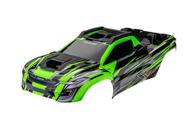 Traxxas 7812G Body, XRT, Green (painted, decals applied) (assembled with Front & Rear Body supports for clipless Mounting, roof & hood Skid Pads) - TRA7812G