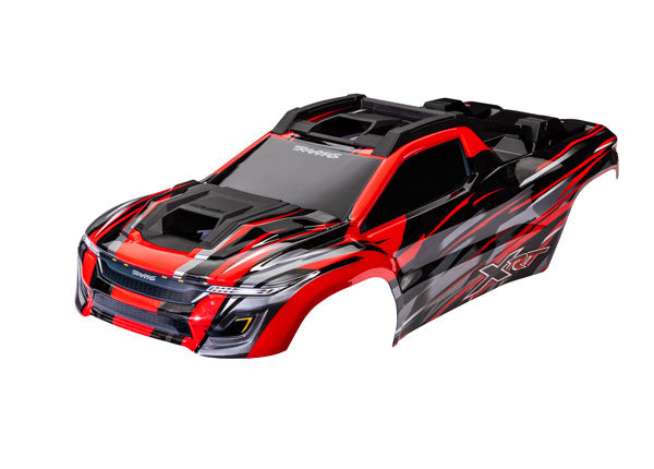 Traxxas 7812R Body, XRT, - Red (painted, decals applied) (assembled with Front & Rear Body supports for clipless Mounting, roof & hood Skid Pads) - TRA7812R