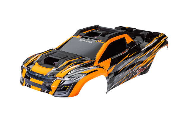 Traxxas 7812T Body, XRTΒ, orange (painted, decals applied) (assembled with Front & Rear Body supports for clipless Mounting, roof & hood Skid Pads) - TRA7812T