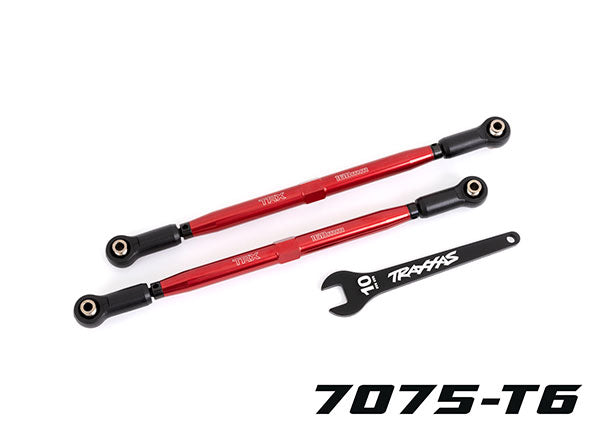 Traxxas 7897R Toe links, Front (TUBES - Red-anodized, 6061-T6 aluminum) (2) (for use with #7895 X-Maxx WideMaxx suspension kit) - TRA7897R