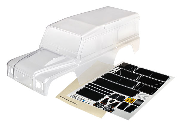Traxxas 8011 Body , Land Rover Defender (Clear , trimmed , requires painting) / window masks / Decal Sheet - TRA8011