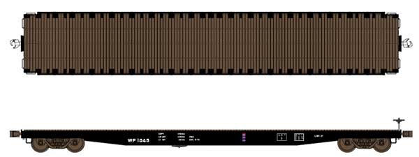 Wheels of Time Gunderson 62' Plain-Deck Flatcar - Ready to Run -- Western Pacific 1841 (1964 Built, 1974 Lube Date, black) - 805-40107