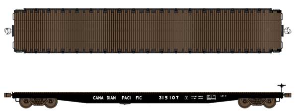 Wheels of Time Napanee Industries 62' Plain-Deck Flatcar - Ready to Run -- Canadian Pacific 315018 (As-Delivered, 1967, black) - 805-40117