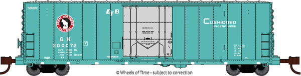 Wheels of Time PC&F 50' 70-Ton XLI Insulated Plug-Door Boxcar w/10' Superior Door -- Great Northern #200017 (Glacial Green, gray, red, black, Silhouette Rocky) - 805-61070