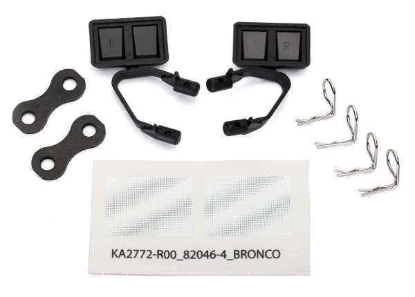 Traxxas 8073 Mirrors, side, black (left & right)/ retainers (2)/ Body clips (4) (fits #8010 Body) - TRA8073