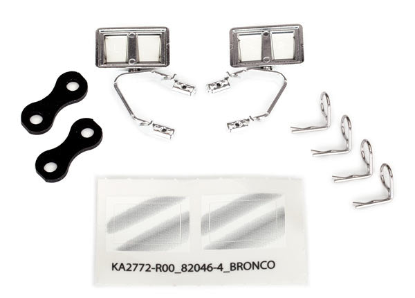 Traxxas 8073X Mirrors , side , chrome (left & right) / retainers (2) / Body clips (4) (fits #8010 Body) - TRA8073X