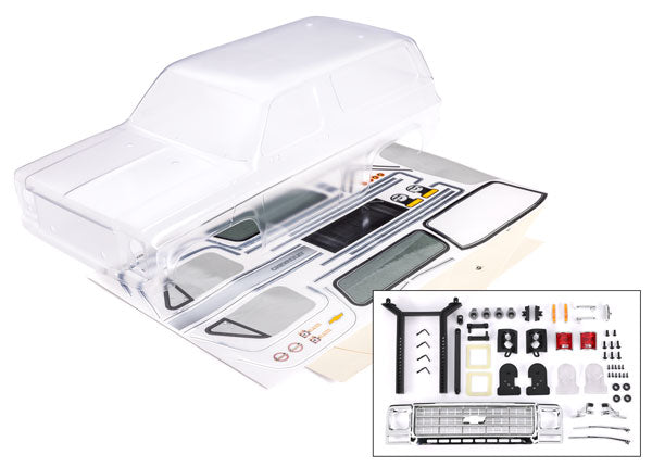 Traxxas 8130P Body, Chevrolet Blazer (1979), Complete (Clear, requires painting) (includes grille, side mirrors, side trim, door handles, windshield wipers, decals, window masks)