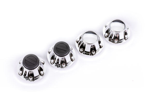 Traxxas 8164X Center caps, Wheel (chrome) (Front (2), Rear (2)) (requires #8255A extended stub axle)