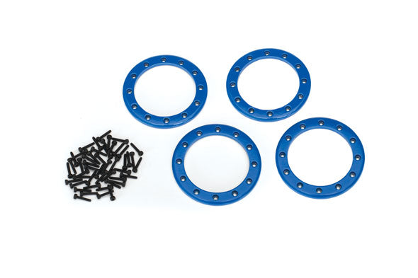 Traxxas 8168X Beadlock rings , - Blue (2.2') (aluminum) (4) / 2x10 CS (48) - TRA8168X