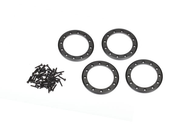 Traxxas 8169T Beadlock rings, black (1.9') (aluminum) (4)/ 2x10 CS (48) - TRA8169T