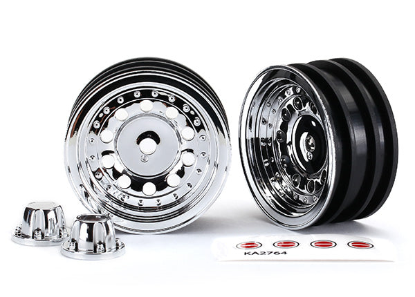 Traxxas 8175 Wheels, 1.9', chrome (2)/ center caps (2)/ Decal Sheet (requires #8255A extended stub axle) - TRA8175
