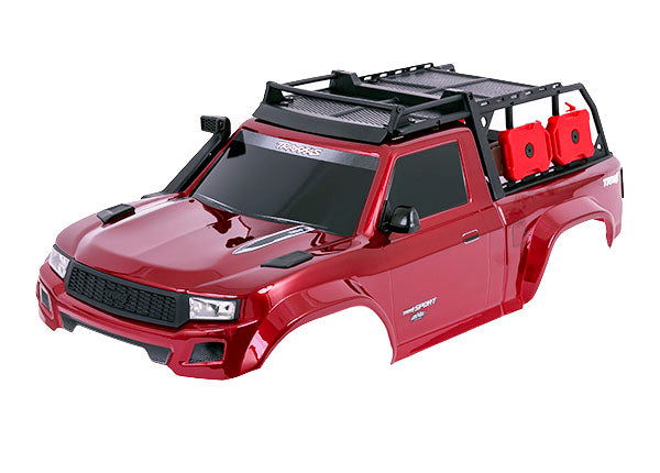 Traxxas 8213-RED Body, TRX-4 Sport, Complete, - Red (painted, decals applied) (includes grille, side mirrors, door handles, windshield wipers, expedition rack, & clipless Mounting) (requires #8080X inner Fenders)