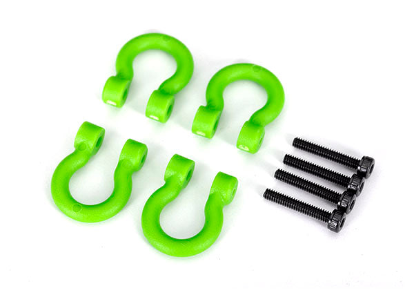 Traxxas 8234-GRN Bumper D-rings, Green (Front or Rear)/ 2.0x12 CS (4)